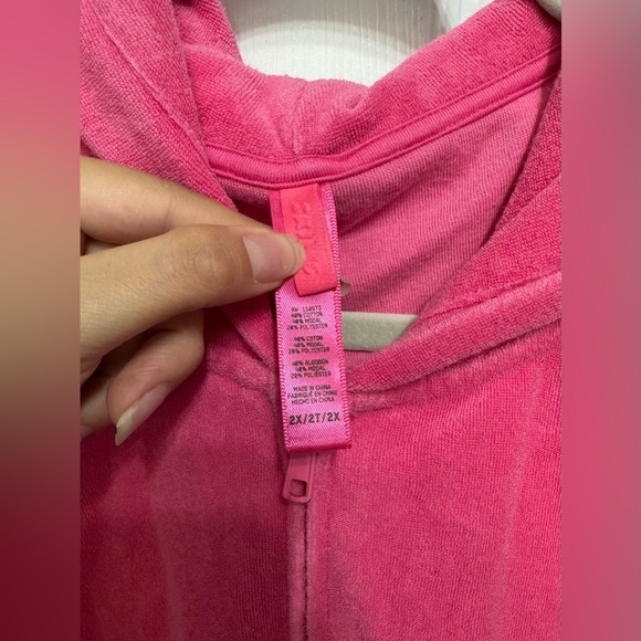 SKIMS Pink Terry Cloth Full Zip Hoodie W/ Pockets Women’s Size 2X - Picture 6 of 11